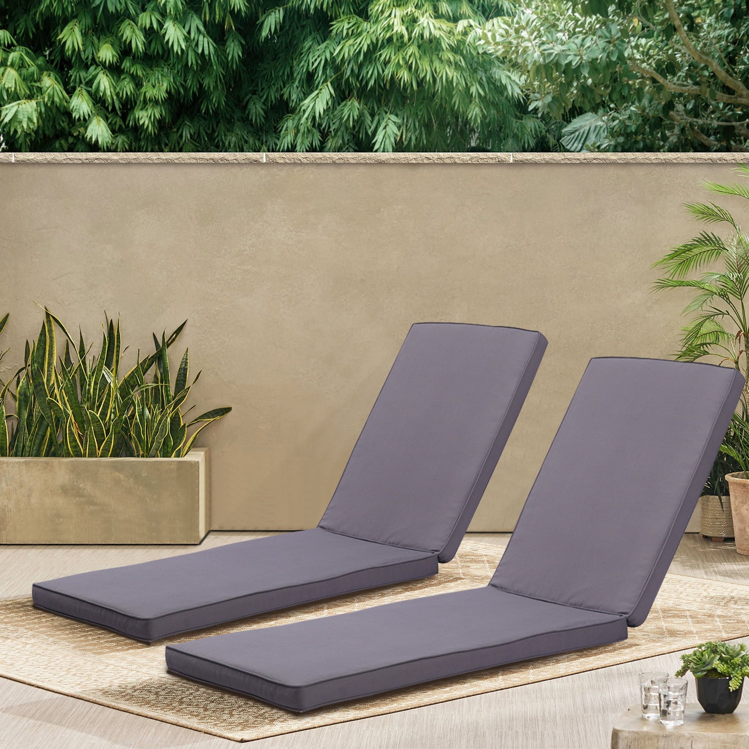 Kepooman 2PCS Set Memory Foam Outdoor Chaise Lounge Chair Cushion, Patio Funiture Seat Cushion Chaise Lounge, Grey Kepooman 2PCS Set Memory Foam Outdoor Chaise Lounge Chair Cushion, Patio Funiture Seat Cushion Chaise Lounge, Grey
