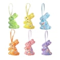 thumbnail image 1 of Adornos colgantes de Pascua: adorables y encantadoras manualidades de bricolaje con lazo de cinta para festividades. 6 conejos de PCS, 1 of 9