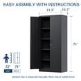 thumbnail image 3 of AOBABO 71 Inches Metal Storage Cabinet with 5 Shelves,Steel Storage Cabinet with Lock for Garage,Office,Home,Black, 3 of 6