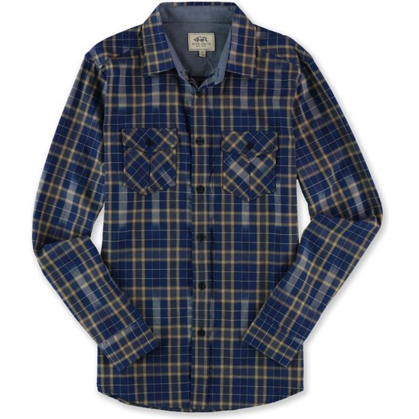 Ecko Unltd. Camisa abotonada de manga larga Lumber para hombre, azul, pequeña