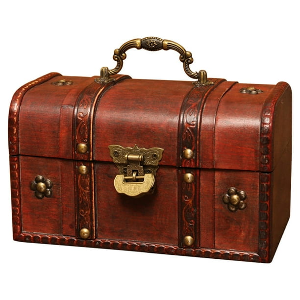 Caja de almacenamiento de joyas antiguas, cofre del tesoro para exhibir baratijas, anillos y pendientes. Estilo A