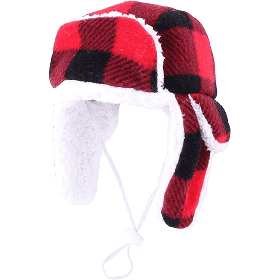 Dog Hat With Earmuffs Pet Warm Adjustable Trap Hat Made Of Cotton And Plush For Small To Medium Dogs