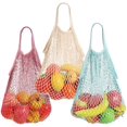 thumbnail image 1 of Reusable Net String Shopping Bags, 3 Pack Cotton Mesh Produce Bags Organic Grocery Shopping Bags Tote Handbag for Vegetables Fruits Commodities Outgoing Travel, 1 of 7