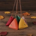 thumbnail image 2 of New Triangular Leather Coin Purse Portable Coin Change Storage Bag Button Small and Cute Wallet-green-, 2 of 9