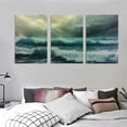 thumbnail image 3 of JRXY Ocean Waves Print Wall Art, Long Narrow Horizontal Canvas Wall Art for Lake House Decor, Beach Painting for Bedroom Over Bed Decor Artwork 12''x16''X3 Panels 12x16x3pcs, 3 of 4