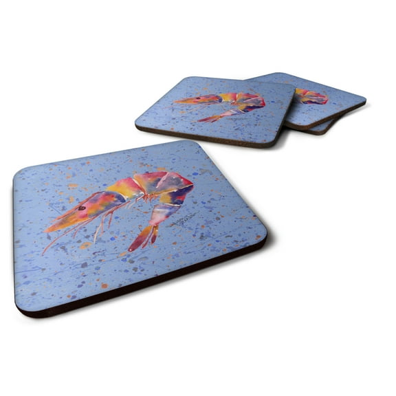 Carolines Treasures 8455FC Shrimp Foam Coaster Set of 4 3 1/2 x 3 1/2 multicolor
