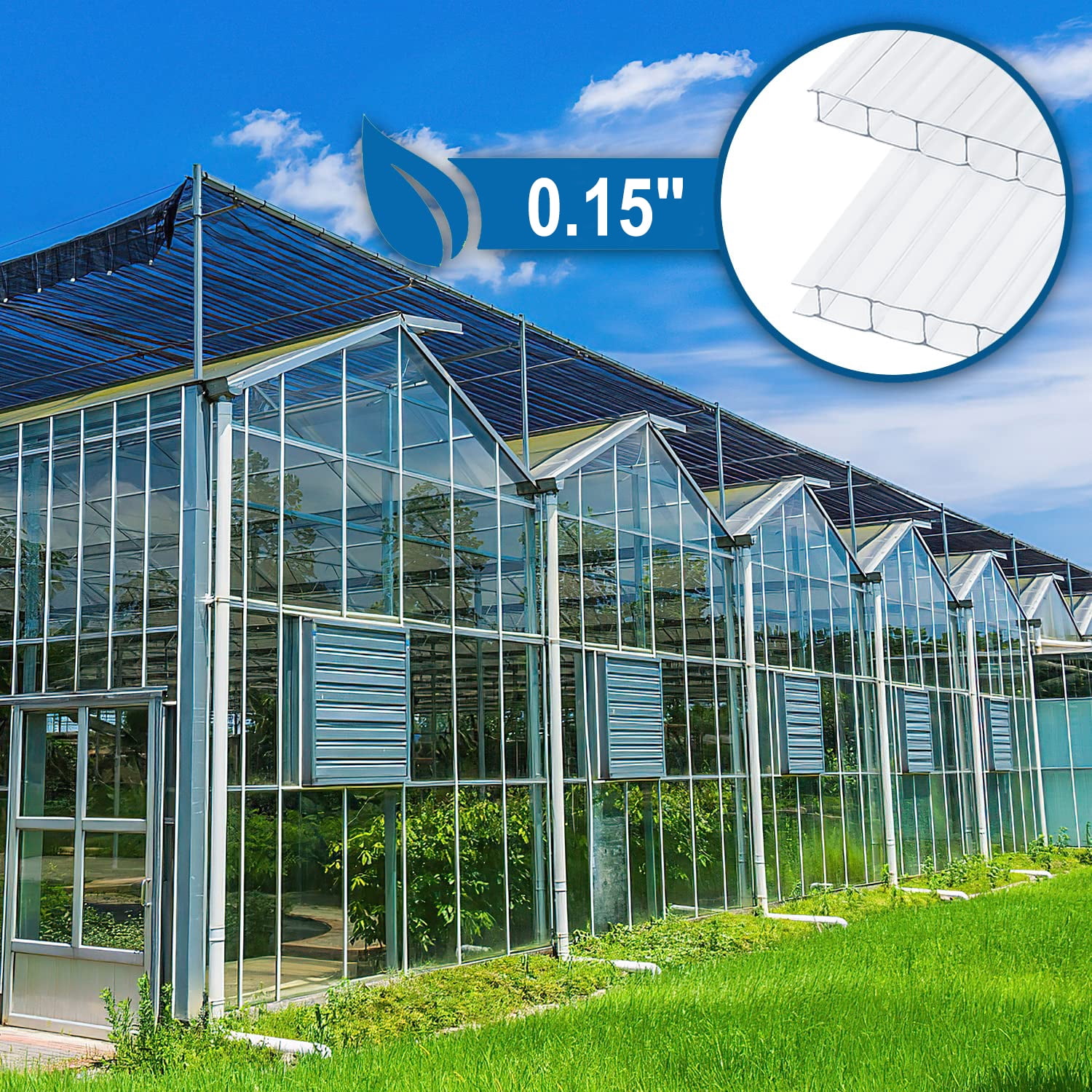 "LZBEITEM Garden Sheeting Cover - 20pc 24.01""x48.03"" UV Protected Twin-Wall Polycarbonate Panels for Greenhouse"