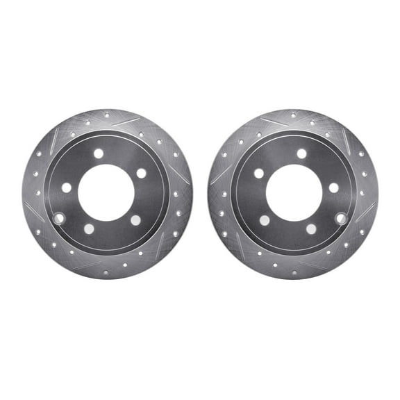 Dynamic Friction Company Rear Brake Rotors-Drilled and Slotted-Silver 7002-39017