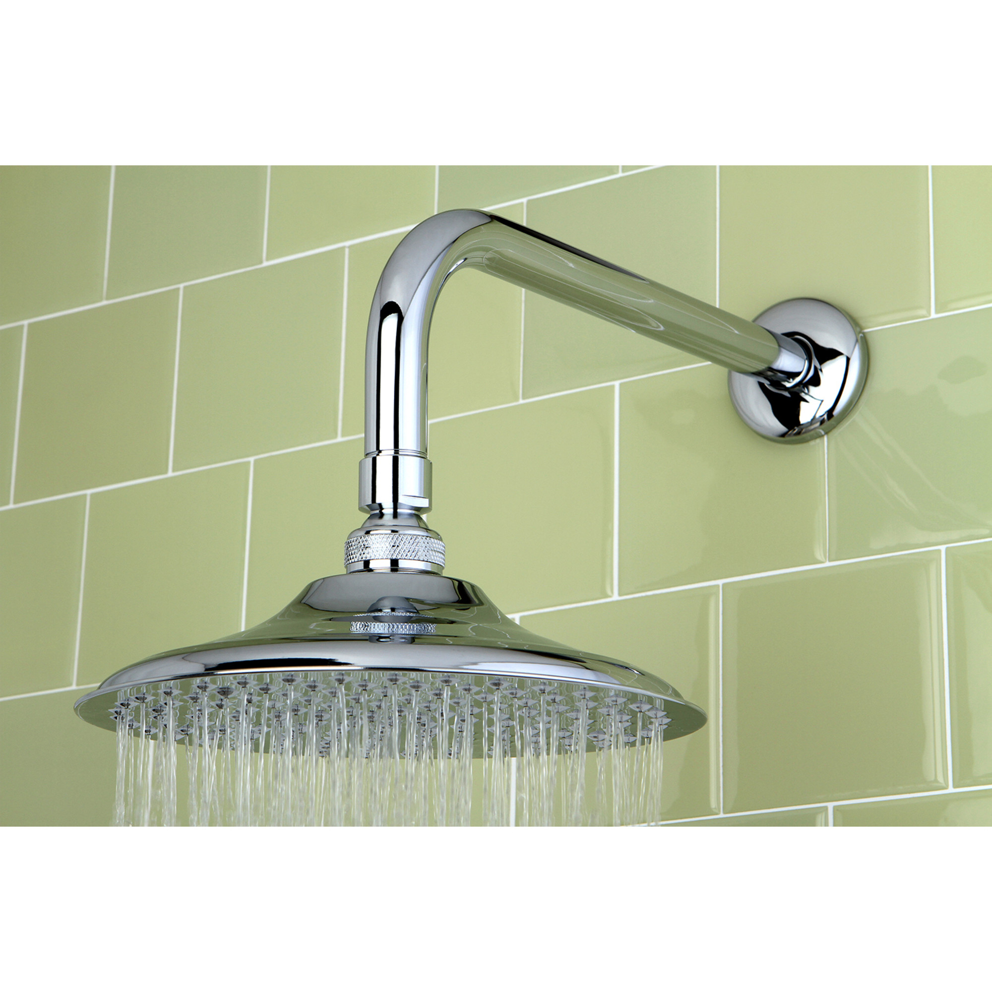Kingston Brass K135A1CK Victorian 5-1/4-Inch Round Raindrop Brass Shower Head with 12-Inch Shower Arm in Polished Chrome