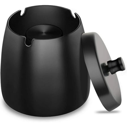 Ashtrays,Stainless Steel Smokeless Odorless Windproof Ashtrays,Ashtray with Lid for Cigarette, for Home Office Tabletop Outside Patio Outdoor Balcony