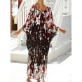 thumbnail image 2 of Cuteduck Women's Dress Summer Long Sleeve V-Neck Loose Flowing Print Bohemian Maxi Dress Free Size, 2 of 9