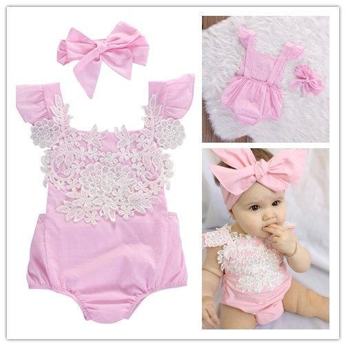 Summer Newborn Toddler Baby Girls Rompers Lace Floral Bodysuit Jumpsuit Outfits Sunsuit Clothes