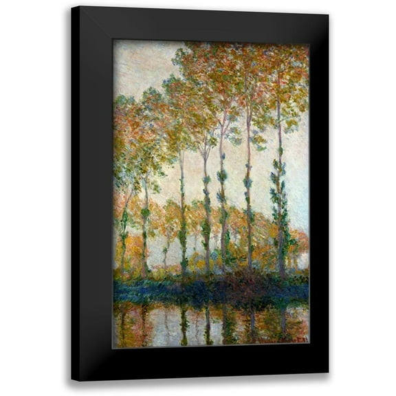 Monet, Claude 10x14 Black Modern Framed Museum Art Print Titled - Poplars on the River Epte in Autumn, 1891