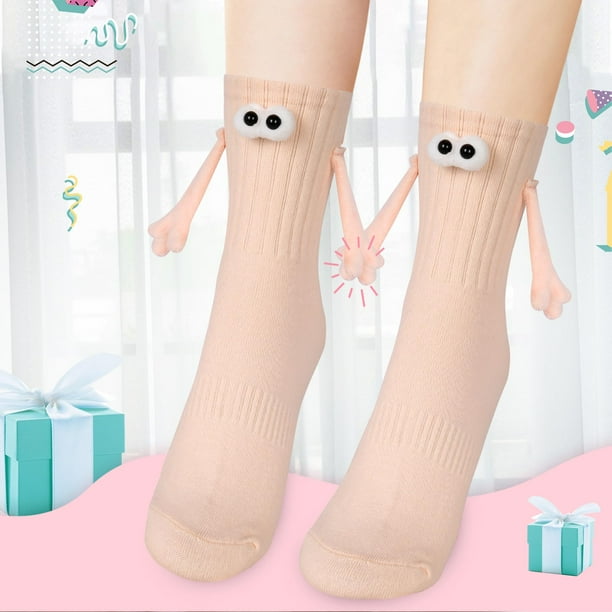 LUXERAD Magnetic Holding Hands Socks – Novelty Fun Couple Gift, Unisex 4 Pairs