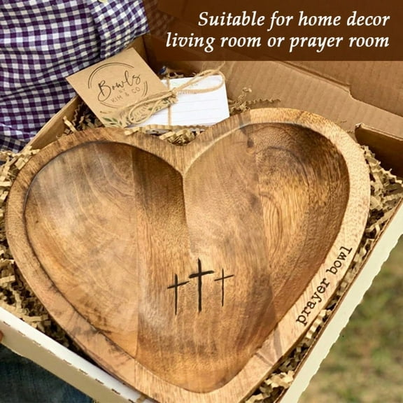 Prayer Bowl - Wooden God Of Trust - Trust In God, Peaceful Prayer Box - Oak Wood Love Bowl, Suitable For Christian Gifts For Both Women And Men, Holiday Gifts, Easter Family Decorations