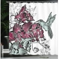 thumbnail image 4 of Ambesonne Nature Shower Curtain, Orchids and Hummingbird, 69"Wx84"L, Burgundy, 4 of 5