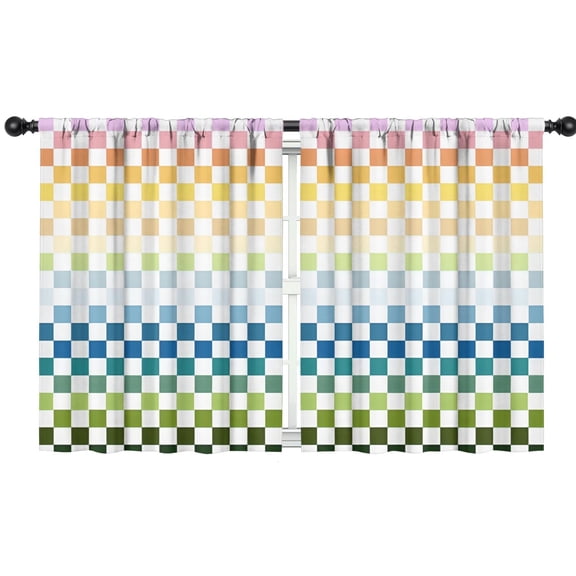 Blackout Kids Curtains,Colorful Gradient Checkerboard Checkered Pattern Childrens Insulated Curtains Set Of 2,Bedroom Essentials,Toddler Room Decor 42"x54"