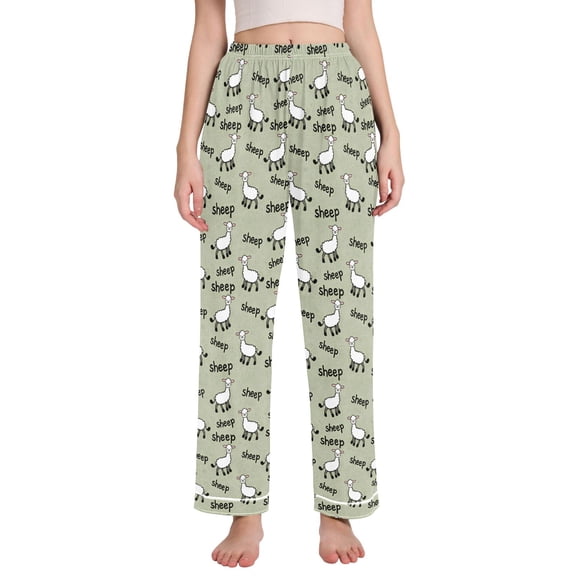 joogoo Women Sheep Cartoon Pajamas Pants Lounge Bottoms Pjs with Pockets M