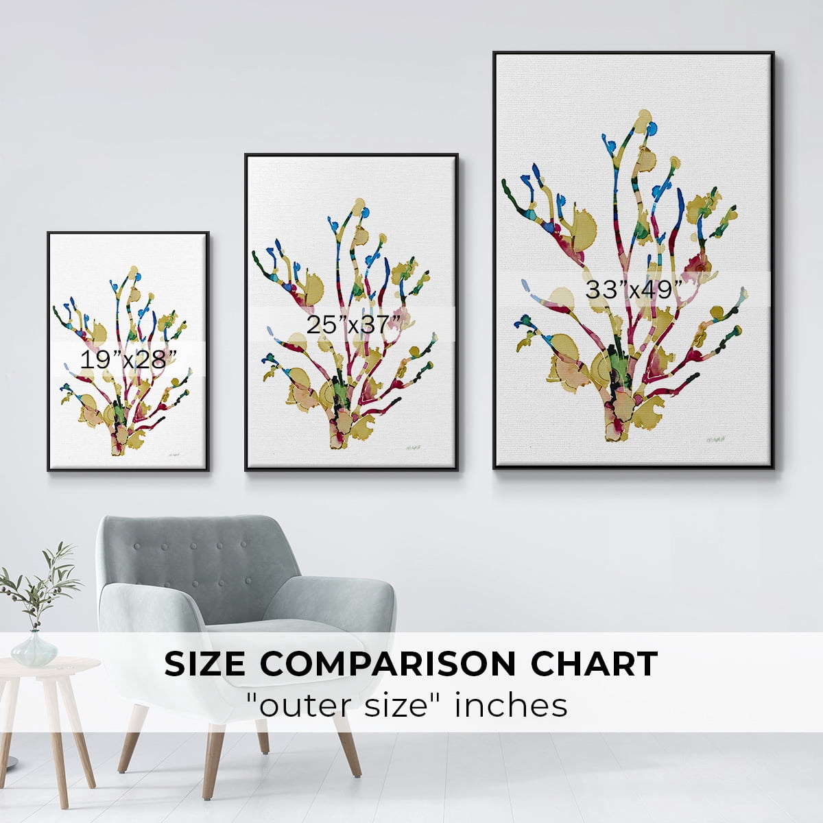 Sea Coral III Framed Premium Gallery Wrapped Canvas - Ready to Hang - 25 x 37 - Black Floating Frame