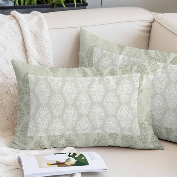 Sage Green Pillow Covers 20x26 Inch Standard Size, Vintage Elegant Abstract Art Decorative Pillowcase with Zipper, Microfiber Pillow Protector, Breathable Pillowcases for Sofa Bed Living Room