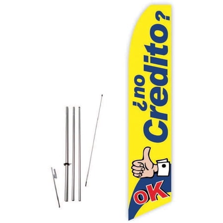 ?NO Credito? OK Yellow Super Novo Feather Flag - Complete with 15ft Pole Set and Ground Spike