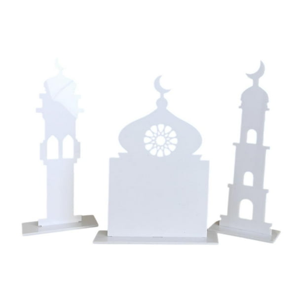 3 adornos acrílicos planos para Ramadán, adornos de escritorio coleccionables para fiestas, Eid 2D 15.2x5cm 13.5x10cm