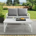 thumbnail image 3 of Kaplan 2-Piece Outdoor Seating Set In White With Gray Cushions- Loveseat, Coffee Table, 3 of 6
