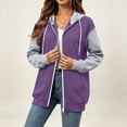 thumbnail image 3 of TGSLY Color Block Hooded Sweatshirt for Women Lightweight Zip Up Long Sleeve Drawstring Hoodies Loose Casual Solid Color Cardigan Coat with Pockets M, 3 of 8