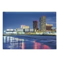thumbnail image 1 of City Cutting Board, Resort Casinos on Shore at Night Atlantic City New Jersey United States, Decorative Tempered Glass Cutting and Serving Board, Large Size, Violet Blue Pink Yellow, by Ambesonne, 1 of 1