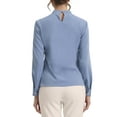 thumbnail image 3 of INSPIRE CHIC Women's Elegant Stand Collar Work Office Long Sleeve Blouse Shirts L Blue Gray, 3 of 6