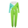 thumbnail image 4 of YUGYXL Plus Size Sweatsuits Set for Women 2 Piece Tracksuits Color Block Outfits Crew Neck Top and Sweatpants Green M, 4 of 5