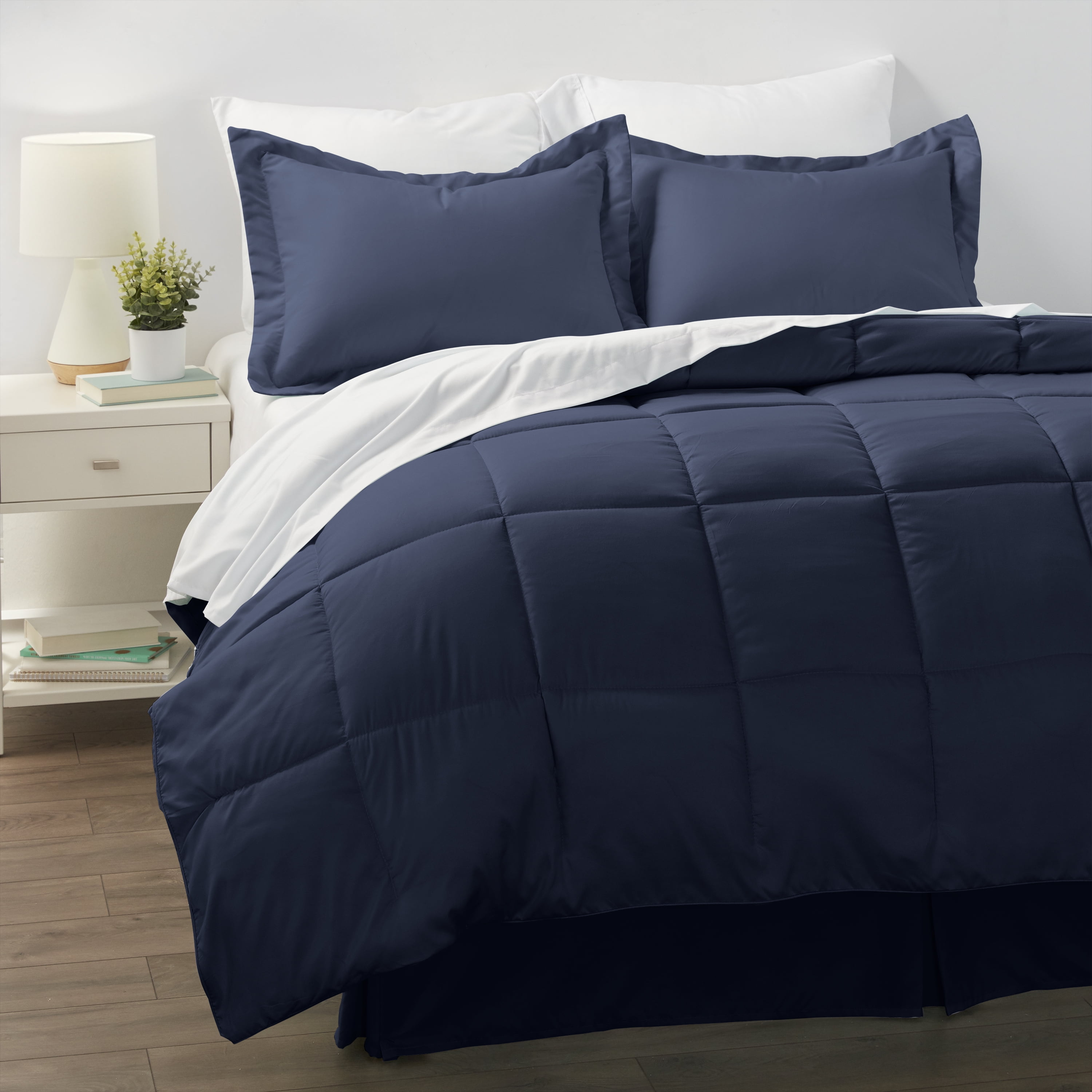 Noble Linens 8Piece Bed in a Bag Bedding Set, Full, Navy