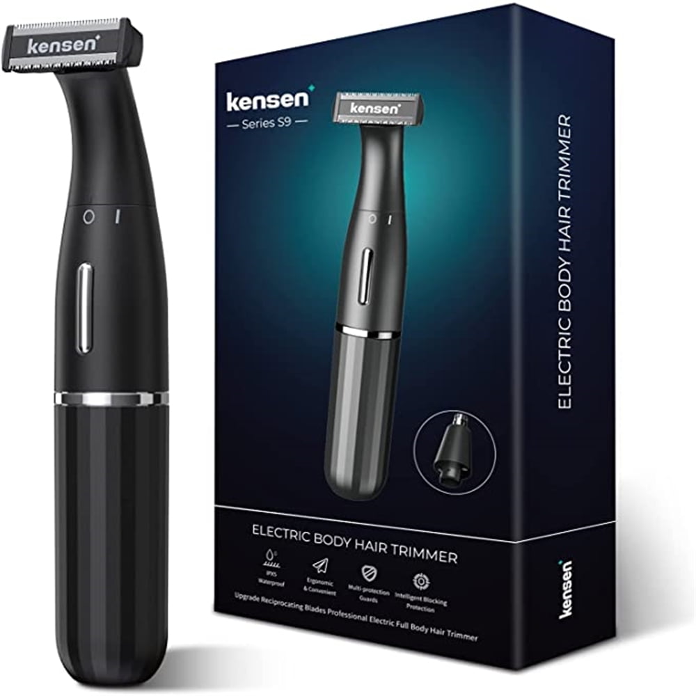 KENSEN Face Body Hair Trimmer for Men, Beard Trimmer, Hybrid Electric Shaver Groomer Kit Rechargeable Waterproof Wet Dry Razor with 4 Trimming Combs