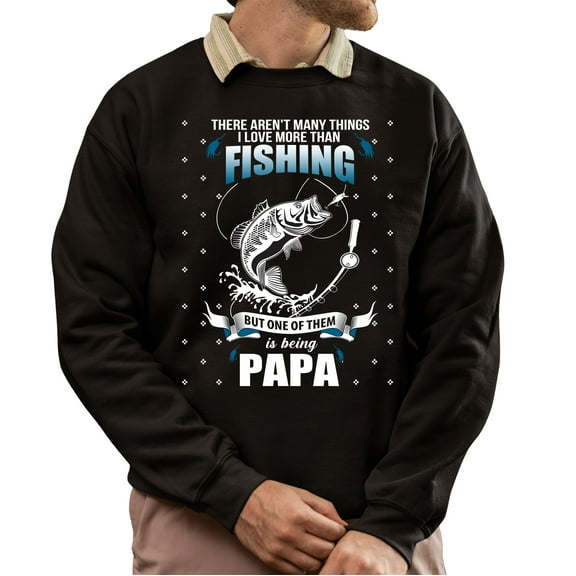 Christmas Sweatshirt, Papa's Fishing Sweatshirt, Love Fishing & Being Papa Gift for Grandpas & Dads, Unique Fisherman Sweater