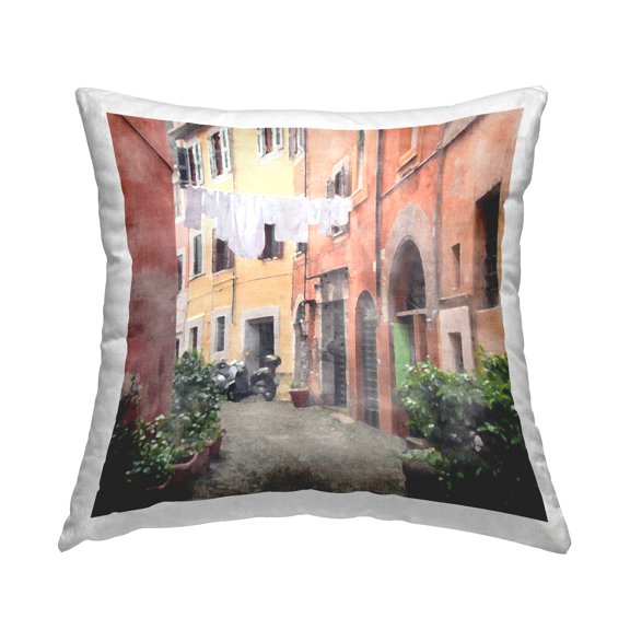 Stupell Industries Italy Street Architecture Square Decorative Printed Throw Pillow, 18 x 18