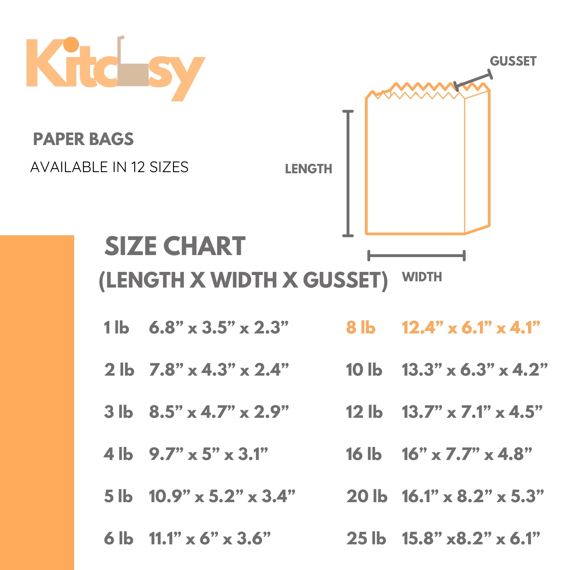 Kitchsy [8 lb - Pack of 1000] Premium Recyclable Paper Bags - Durable & Sustainable Grocery Totes for Shopping & Gifts - Responsibly Sourced & Stylish - Reduce Plastic Waste Now!