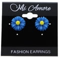 thumbnail image 2 of Mi Amore Flower Post-Earrings Blue/Yellow, 2 of 2
