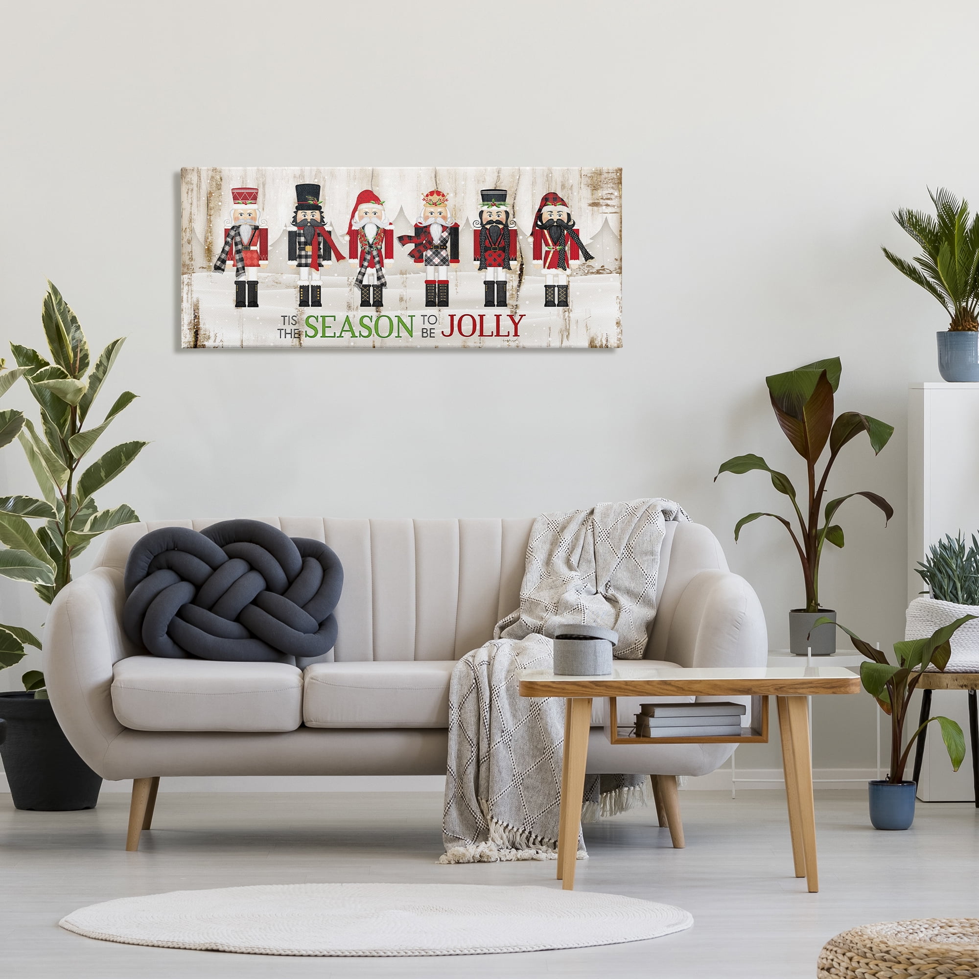 Stupell Industries To Be Jolly Festive Phrase Winter Christmas Nutcrackers Inspirational Painting Gallery Wrapped Canvas Print Wall Art, 20 x 48