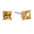 thumbnail image 2 of 14k White Gold Plated Over Sterling Silver 2 Carat Princess Cut Created Citrine Sapphire Stud Earrings, 2 of 4