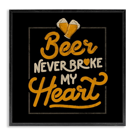 Stupell Industries Contemporary Beer Never Broke My Heart Black Framed Giclee Art, 12 x 12, by EduEly Designs