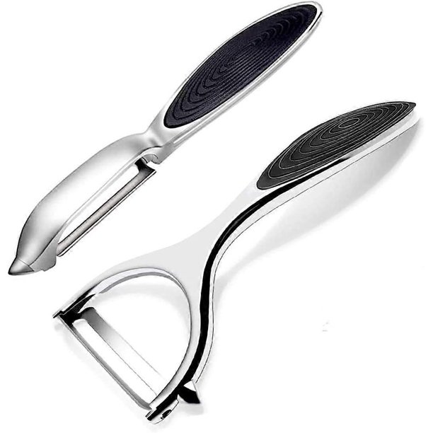 2-Piece Vegetable Peeler, Stainless Steel, Stainless Steel Serrated Curved Blade Soft Skin Peeler, Thrifty