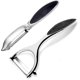 thumbnail image 1 of 2-Piece Vegetable Peeler, Stainless Steel, Stainless Steel Serrated Curved Blade Soft Skin Peeler, Thrifty, 1 of 4