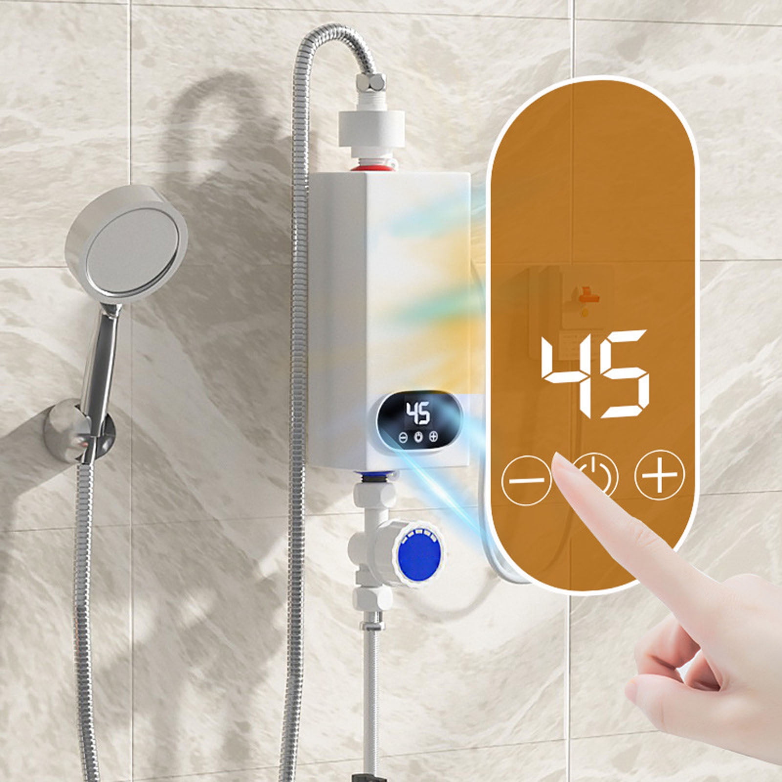 Electric Tankless Water Heater, 5500W Instant Electric Water Heater with Digital Display for Kitchen Bathroom Washin