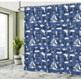 thumbnail image 5 of Ambesonne Navy Blue Shower Curtain, Grunge Anchor Ship, 69"Wx75"L, Blue White, 5 of 5