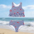 thumbnail image 2 of JAJAHO Girls Two Piece Swimsuit High Waist Bikini Set Cute Striped Heart Printed Tankini Top And Briefs Bottom For Kids 6-15 Years Trendy Swimwear, 2 of 7