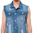 thumbnail image 4 of Victorious Men's Classic Distressed Biker Denim Jean Vest DK101 - Indigo - 2X-Large, 4 of 7
