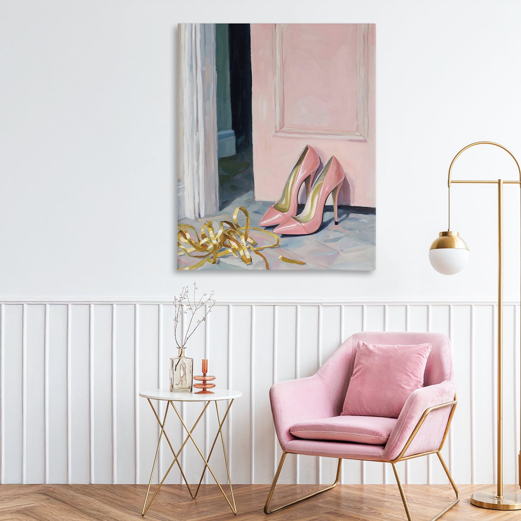 Stupell Industries Pink High Heels & Tinsel Canvas Wall Art, design by The Prints Vibe