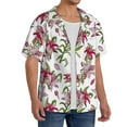 thumbnail image 2 of Susaid Lilies Flowers Print Men's Polo Shirts Button Down Short Sleeve Casual Summer Beach Vintage Shirts for Men-Medium, 2 of 5