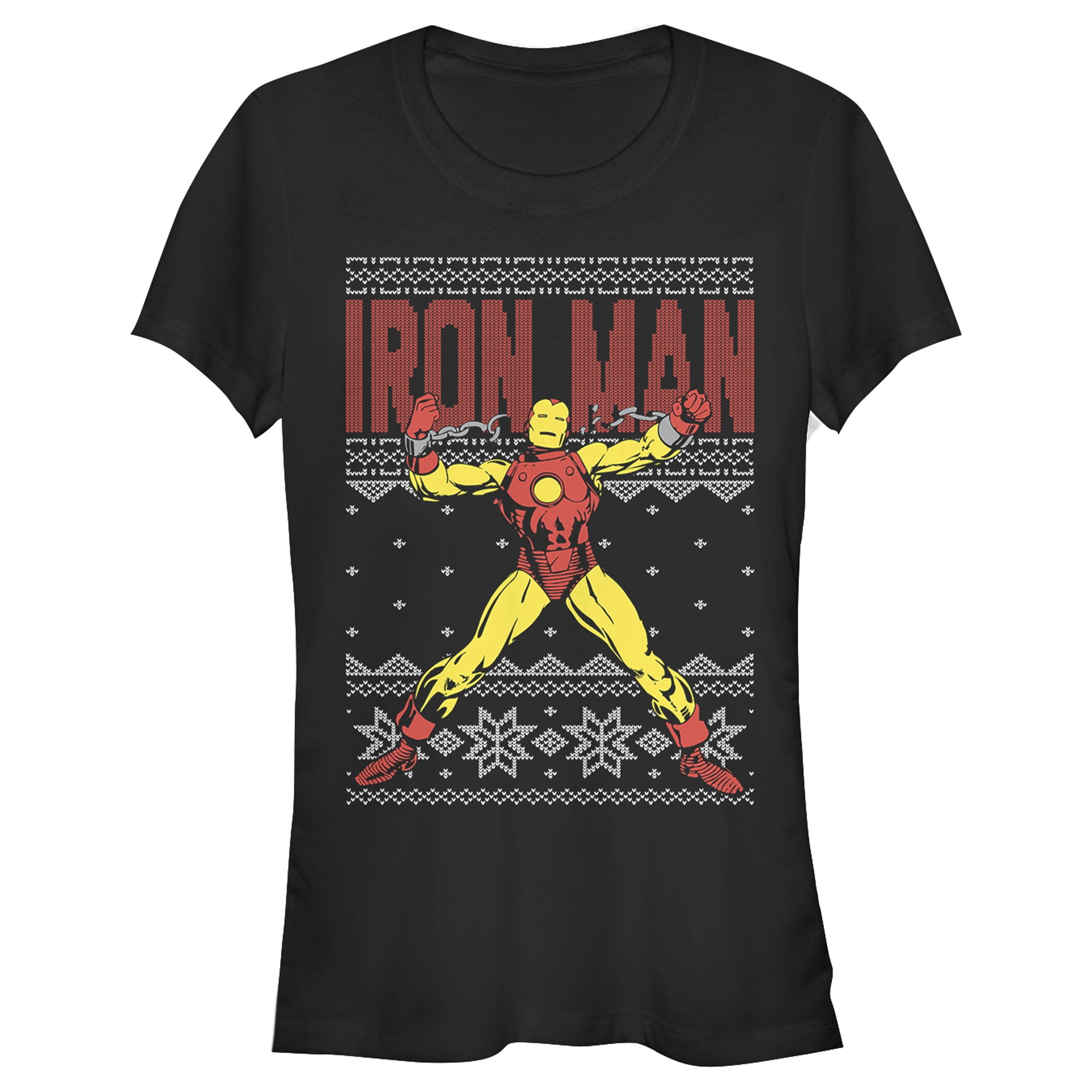 Marvel Junior S Marvel Ugly Christmas Iron Man Graphic Tee Walmart Com Walmart Com