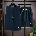 thumbnail image 5 of RMGVDSD Mens 2 Piece Short Sets Men's Summer Loose Sleeveless Tank Top And Shorts Set Casual Sports Suit Solid Color Workout Outfits Comfortable Athletic Suits, 5 of 5